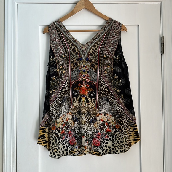 Camilla embellished silk tank top. Size medium - Picture 2 of 15